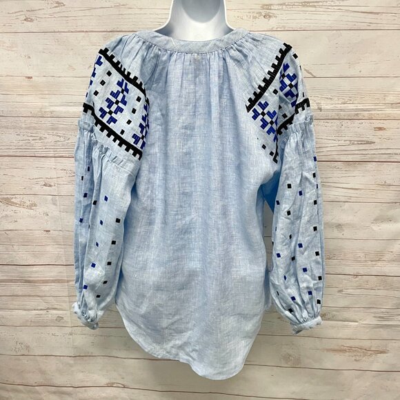 March Eleven linen embroidered blouse - Picture 2 of 9